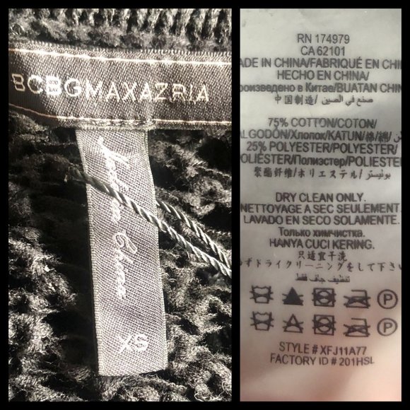 BCBG MaxAzria Cropped Long Sleeve Open Stitch Black Sweater Top Size XS - Picture 11 of 12